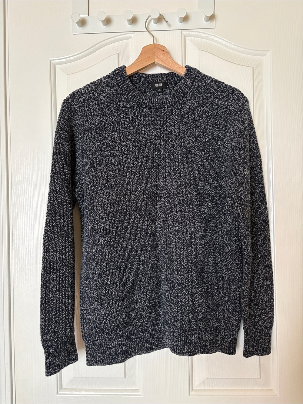 Uniqlo blue/ grey marled cotton blend textured knit sweater Men’s Large